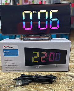 Дзеркальний LED годинник із будильником і термометром Настільний годинник Космос Настільний електронний годинник