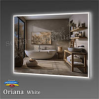 Зеркало в белой алюминиевой раме ORIANA WHITE, с фоновой подсветкой (600x800x30)