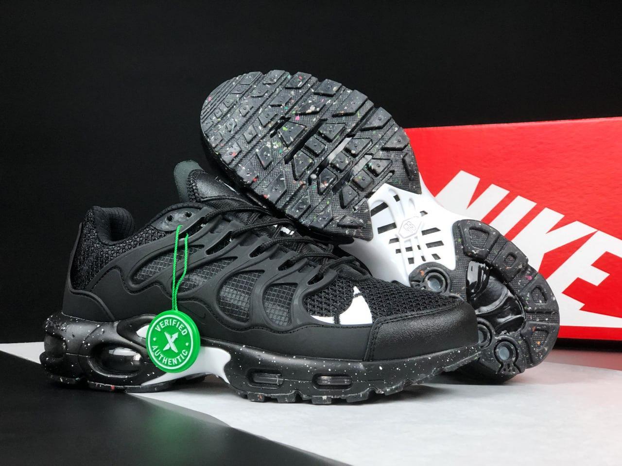 Жіночі кросівки Nike Air Max Terrascape Plus Black White (Чорні) Взуття Найк Аір Макс Плюс сітка шкіра демісезон
