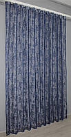 Тюльжаккард износостойкая Тюль мрамор однотонный полупрозрачная Готовые занавески в зал Самая лучшая тюль синий
