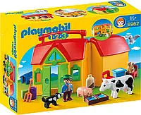 Игровой набор Playmobil конструктор 1-2-3 Переносная ферма 17 деталей