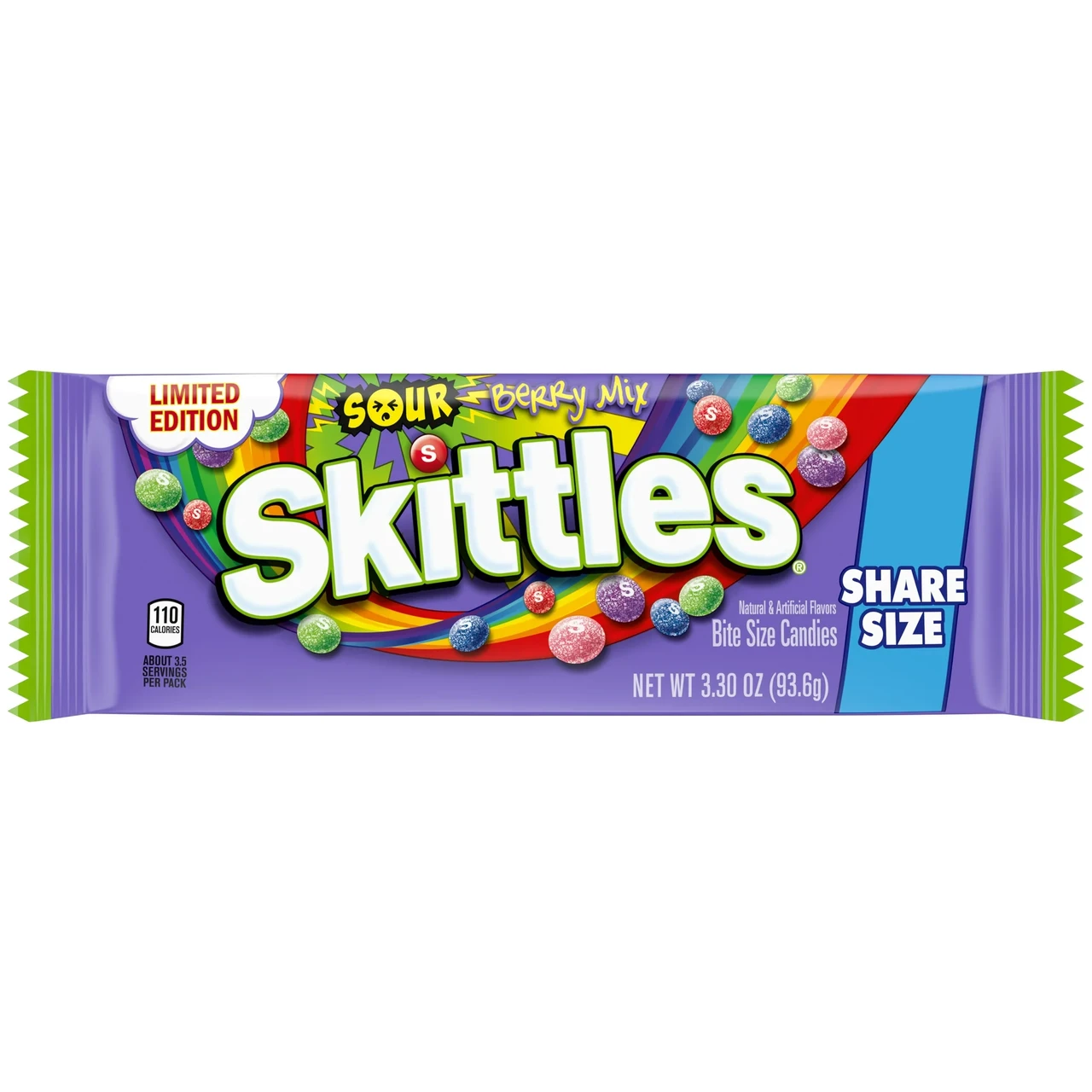 Драже Skittles Sour Berry Limited Edition Chewy Candy 93.6г, фото 1