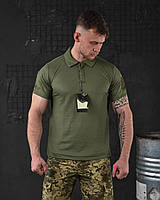 Тактическая футболка мужская поло олива, Мужская военная футболка поло олива лакоста Воин ukr юа