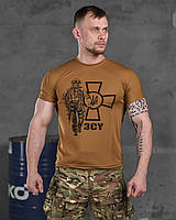 Чоловіча футболка ЗСУ солдат койот поліестер, коричнева тактична футболка ЗСУ солдат койот Воїн ukr юа