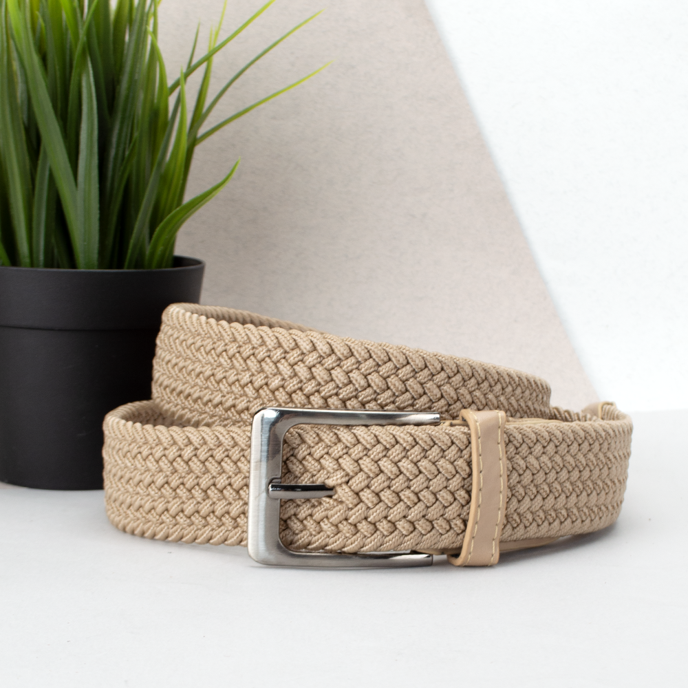Ремінь-гумка жіночий PS-35011 (105 см) пісочний плетений, фото 1