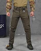 Зеленые тактические штаны стрейчевые, Военные стейчевые штаны олива рип-стоп Воин ukr юа
