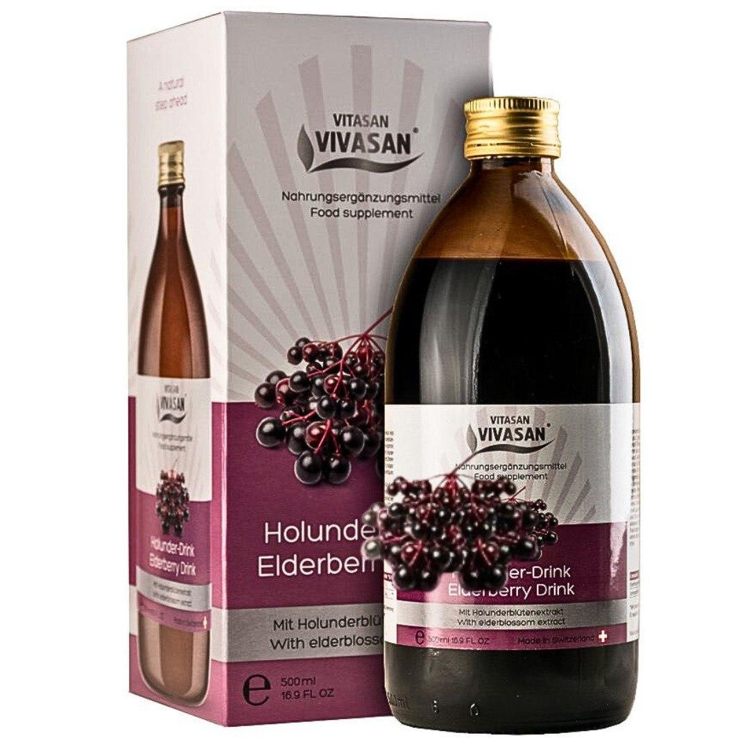 Напій Чорна Бузина Elderberry Drink Вівасан Швейцарія 500 мл, фото 1