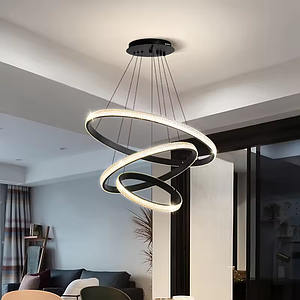 Світлодіодна люстра на три кільця 15 м² AKRILIKA 70W 3R чорна