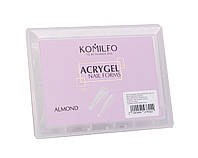 Komilfo Acry Gel Top Nail Forms, Almond. Верхние формы для наращивания, миндаль, 120 шт.