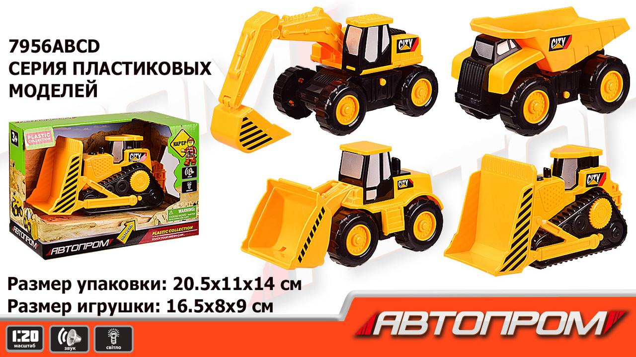 Будова іграшка інерційна 7956ABCD "АВТОПРОМ" на батарейках, світло, звук