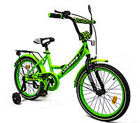Детский двухколесный велосипед 18 дюймов 241803 Like2bike Sky с дополнительными колесами, зеленый