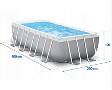 Басейн INTEX 26788 каркасний прямокутний 400-200-100 см Об'єм 6836 л фільтр насос на 2006 л/год і аксесуари, фото 4