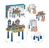 Игровой столик- мольберт 3в1 с конструктором, для детей от 3х лет. 10302
