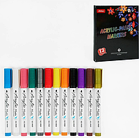 Акриловые маркеры для рисования и творчества, 12 цветов. С 65265