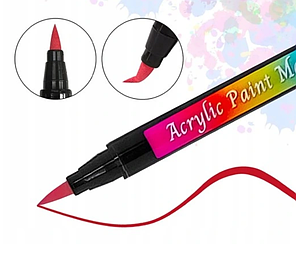 Маркери акрилові для малювання, 12 яскравих кольорів і м'який пензель С 65251, фото 2