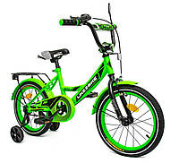 Детский двухколесный велосипед 16 дюймов 241603 Like2bike Sky с дополнительными колесами, зеленый
