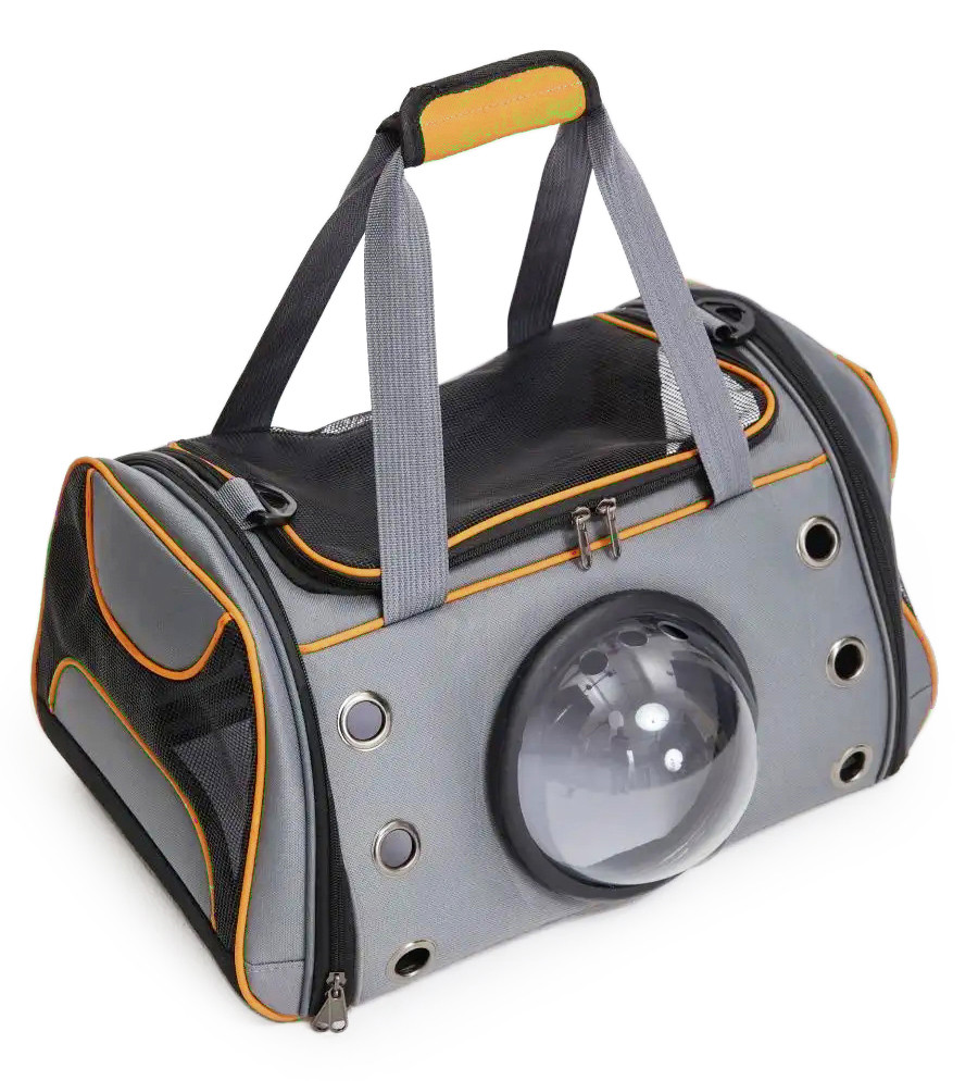 Сумка переноска для котів та собак 46x30x26 см CosmoPet CP-01 (L) Grey-Orange