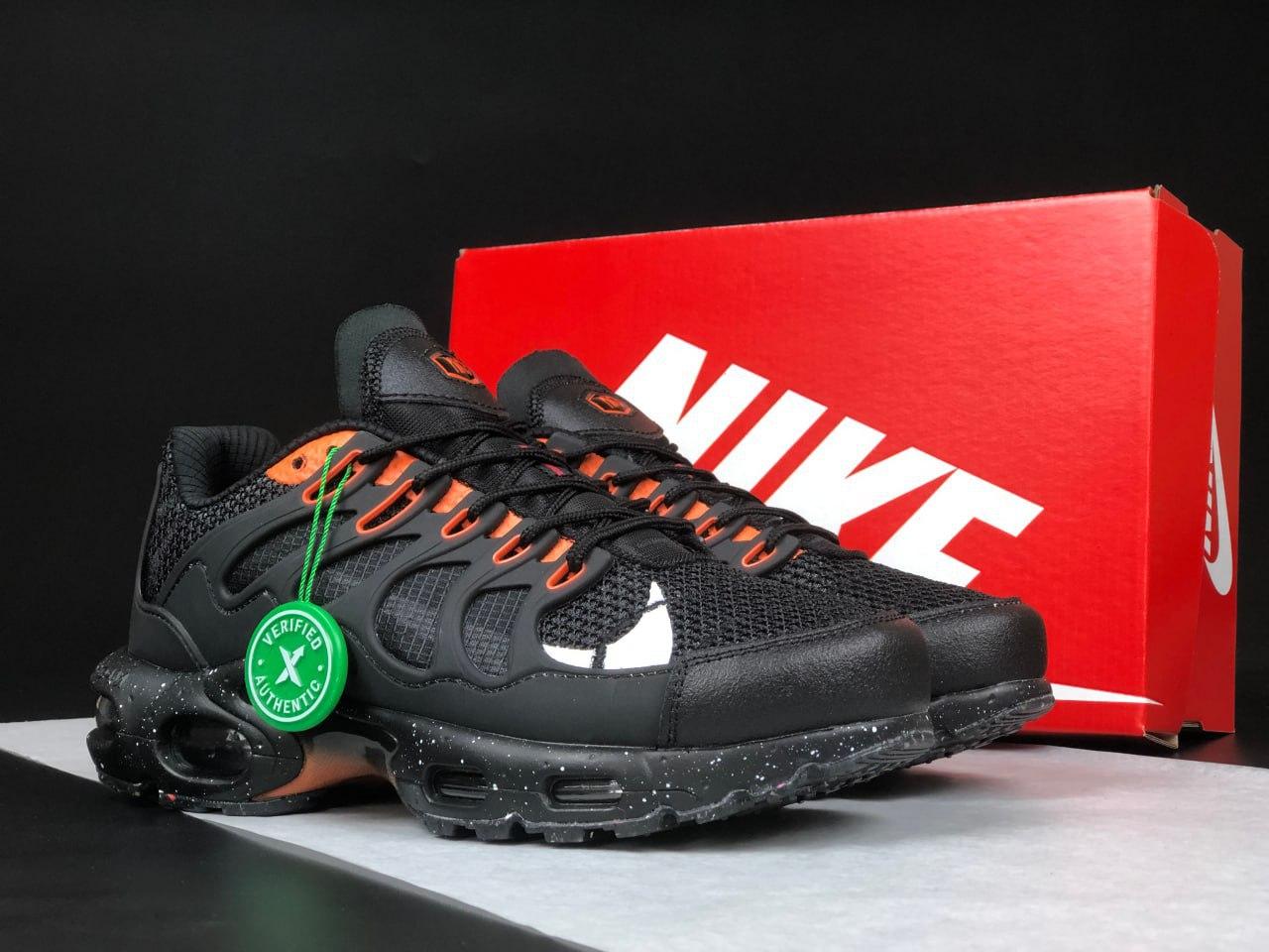 Чоловічі і жіночі кросівки Nike Air Max Terrascape Plus Black White Orange (Чорні) Взуття Найк Аір Макс Плюс сітка шкіра демісезон, фото 1