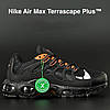 Чоловічі і жіночі кросівки Nike Air Max Terrascape Plus Black White Orange (Чорні) Взуття Найк Аір Макс Плюс сітка шкіра демісезон, фото 2