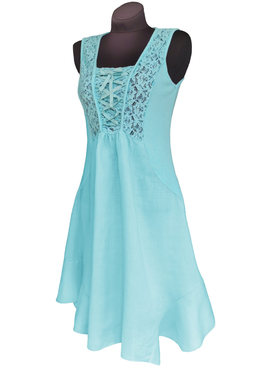 Сукня лляна без рукавів Італія Бірюзовий Free size, фото 1