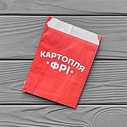 Упаковка для картоплі фрі (жиростійка, ламінована) 70гр/м2 (150-200г) 400Ф