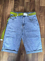 Капрі жіночі джинсові однотонні батал розмір 30-36, блакитного кольору