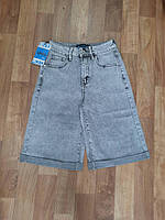 Капри женские джинсовые однотонные с подворотом норма размер 25-30, серого цвета