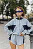 Жіночий повсякденний костюм-двійка Скай у спортивному стилі кофта та шорти тканина плащівка жатка колір блакитний, фото 3