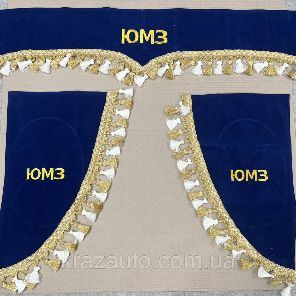 Штори ЮМЗ сині (ламбрекен лобового скла, куточки бічного скла) ЮМЗ, фото 1