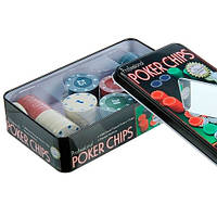 Набор фишек для покера, 100шт фишки с номиналом в металл коробке js