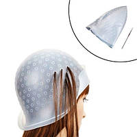 Шапка шапочка для мелірування волосся з гачком багаторазова, силіконова js