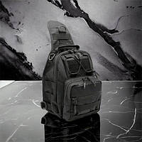 Чорна сумка чоловіча тактична нагрудна / Тактичний рюкзак ЗСУ / Тактичний середній BS-675 чоловічий рюкзак