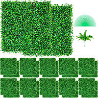 VEVOR Штучна рослинна стіна 24 шт 10 х 10 дюймів, приватна огорожа штучна зелена, штучний самшит PE, екран