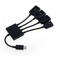 MicroUSB OTG 4-портовый хаб, адаптер для зарядки js