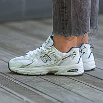 New Balance 530 White Silver Silver Navy Classic Жіночі та Чоловічі кросівки Нью Беленс білі сітка легкі літо, фото 5