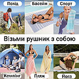 Пляжний рушник великий 100х180 см пештемаль для пляжу відпустки пікніка підстилка на море пляж темно-синє, фото 11