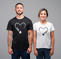 Парные футболки мужская и женская с принтом Щасливі разом для Влюбленных