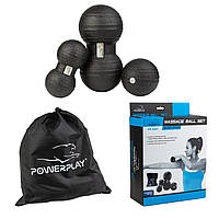 Набор массажных мячиков PowerPlay 4007 3 шт Черные SM, код: 7914935