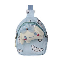 Детская сумка TD-34 Kuromi с аниме через плечо на одно отделение с ремешком Blue js
