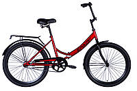Велосипед сталь 24" SPACE COMET (050) гальмівна рама-16" червоний з багажником задн St з крылом St 2024