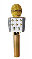 Микрофон-Караоке Bluetooth WSTER WS-1688 Золото js