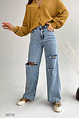 Жіночі блакитні джинси із рваними розрізами. Модель 30710 Туреччина