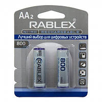 Аккумуляторная батарейка HR6 AA (пальчик) NI-MH RABLEX 800mAh блистер (2 батарейки) js