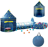 Дитячий ігровий будиночок-намет "Замок" 3в1 з тунелем та басейном під кульки js