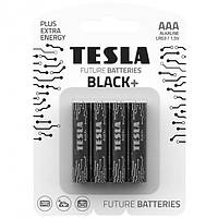Батарейка щелочная TESLA BLACK+ LR3/AAA (упаковка 4 шт) js