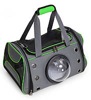 Сумка переноска для котів та собак 41x24x25 см CosmoPet CP-01 (S) Grey-Green js