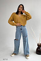 Женские голубые джинсы с рваными разрезами. Модель 30710 Турция 30
