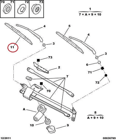 Щітка склоочисника 550 мм Fiat Ducato 230, Peugeot Boxer, Citroen Jumper (94-02), 1328815080, 6423P0, Denckermann, Польща