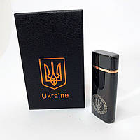 Электрическая и газовая зажигалка Украина с USB-зарядкой HL-435, зажигалка необычная. NO-327 Цвет: черный