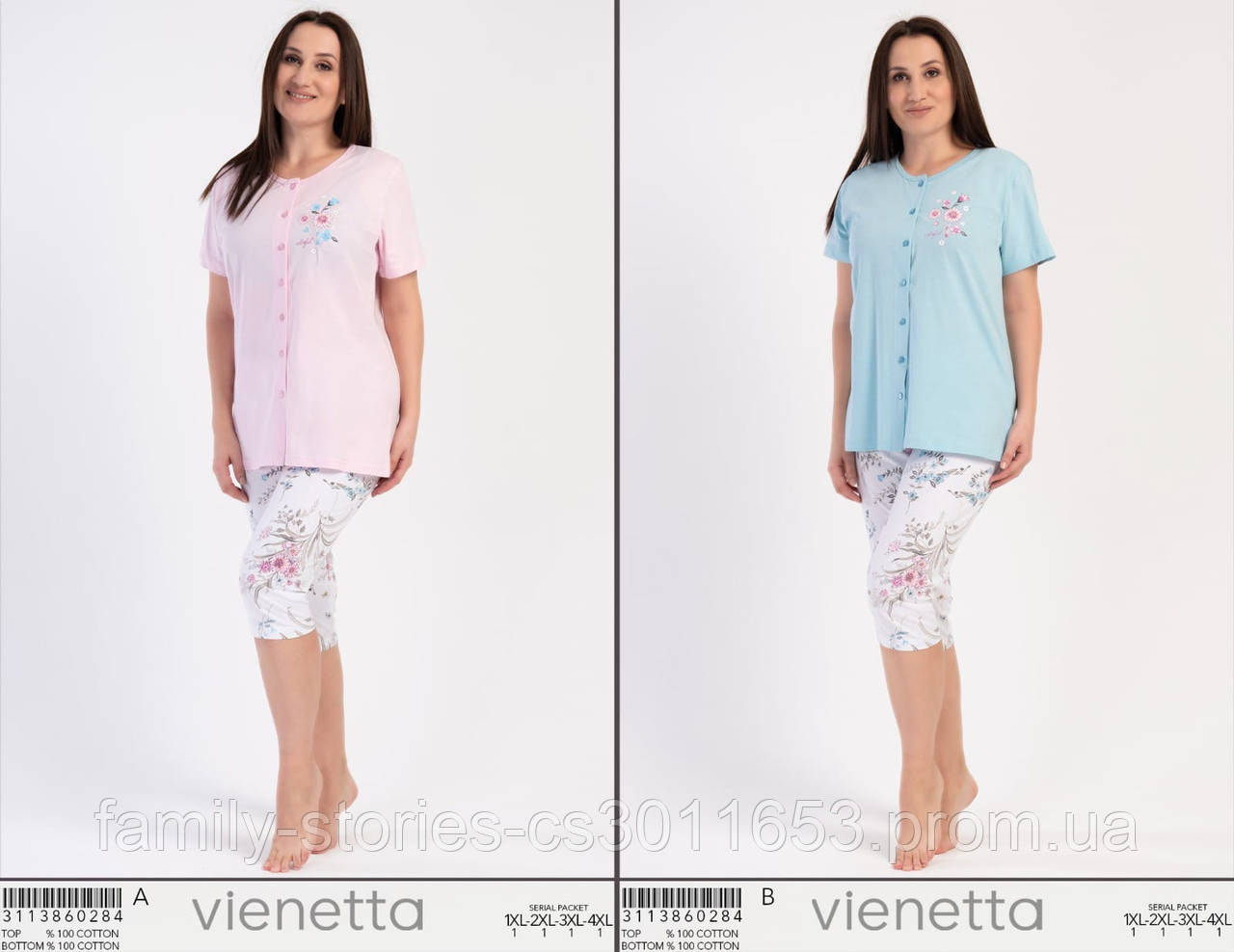 Комплект футболка бриджі піжама жіноча (батал) 54-62 великі розміри бавовна трикотаж Vienetta (Туреччина)